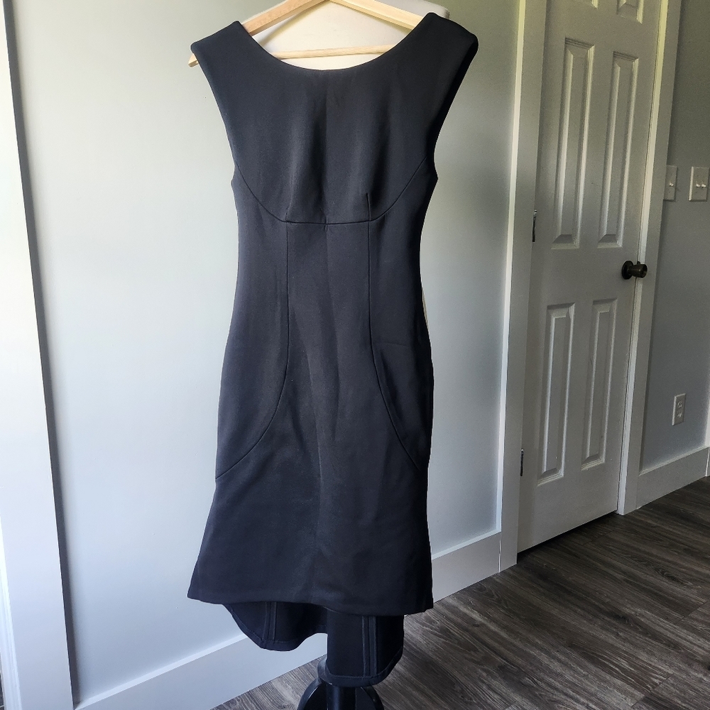 Tracy Reese Neoprene Hi Low Black Dress 6 - Picture 3 of 11